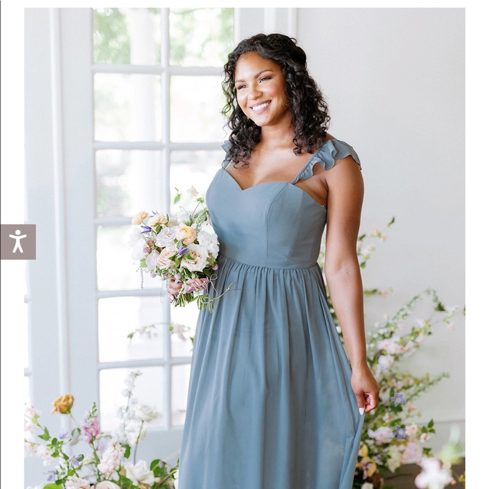 REVELRY Wynne convertible chiffon bridesmaid dress dove gray